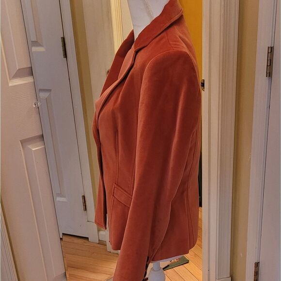 TALBOTS PETITE PUMPKIN VELVET BLAZER - Picture 4 of 7